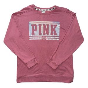 Victoria’s Secret PINK Iridescent Logo Long Sleeve Sweatshirt Top